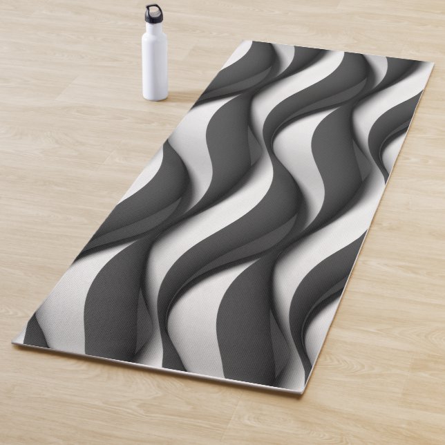 Three Dimensional Black and White Wave Pattern Yogamatte (Beispiel)