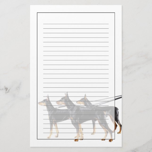 Three Dobermans on leash Briefpapier (Vorderseite)