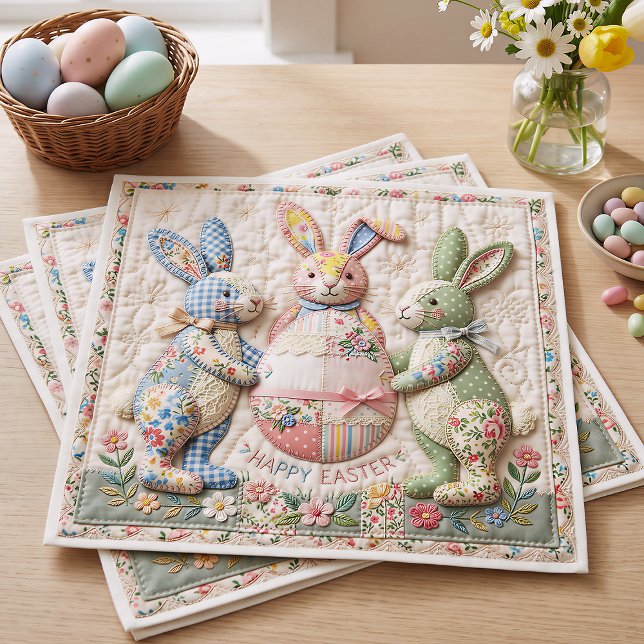 Three Easter Bunny Quilted Look Serviette (Von Creator hochgeladen)