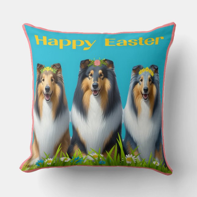 Three Easter Collies Kissen (Vorderseite)