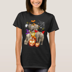 Three Elephant Happy Halloween Kürbislaterne Witc T-Shirt