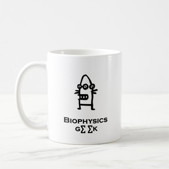 Three Eye Bot Biophysics Geek Tasse (Links)