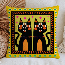 Three-Eyed Black Cats Funky Evil Eyes Maximalist 
