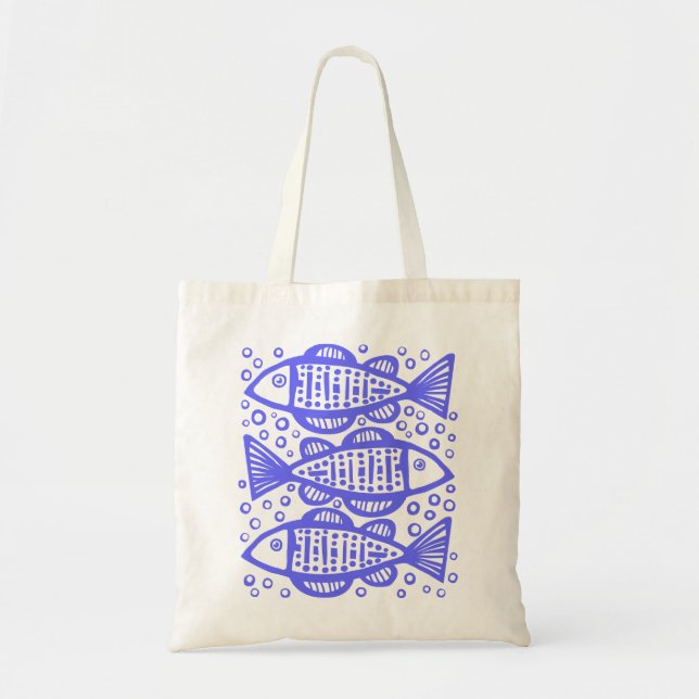 Three Fish - Electrical Blue Tragetasche (Vorne)