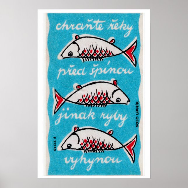 Three Fishes - Matchbox Print - Czech Wall Art Poster (Vorne)