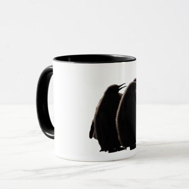 Three fluffy & cute Baby Penguins Tasse (Vorderseite Links)