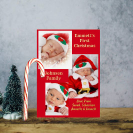 Three Foto Baby 1. Weihnachtsfamilie Candy Card Folieneinladung