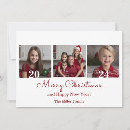 Three Foto Simple Christmas Feiertagskarte