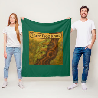 Three Frog Knot – Whimsical Amphibian Wordplay Art Fleecedecke