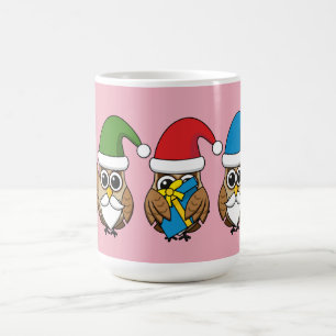 Three Funny Christmas Gnome Owls Kaffeetasse