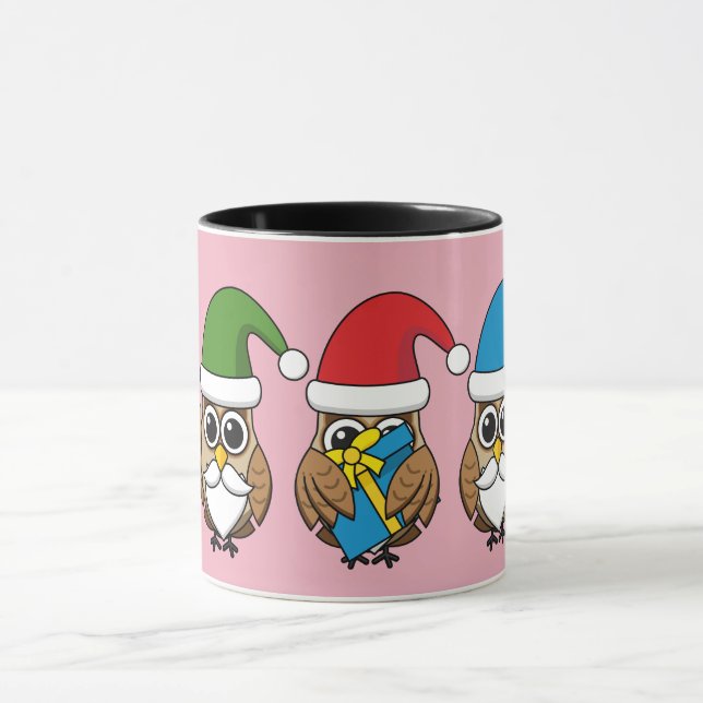 Three Funny Christmas Gnome Owls Tasse (Zentrum)