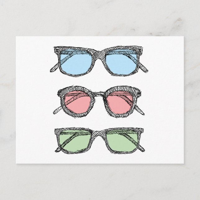Three Glasses Sketch Postkarte (Vorderseite)