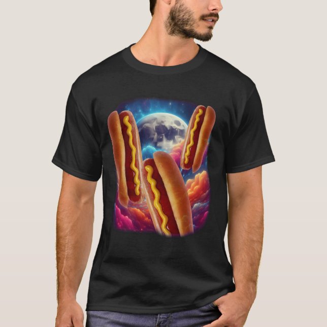 Three Glizzy Moon Funny Hotdog Meme Parody Howling T-Shirt (Vorderseite)