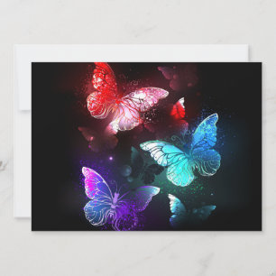 Three Glowing Butterflies on night background Ankündigung