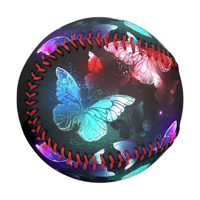 Three Glowing Butterflies on night background Baseball (Vorderseite Links)