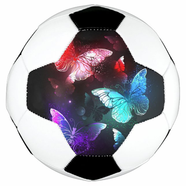 Three Glowing Butterflies on night background Fußball (Vorderseite)