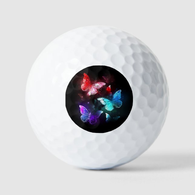 Three Glowing Butterflies on night background Golfball (Vorderseite)