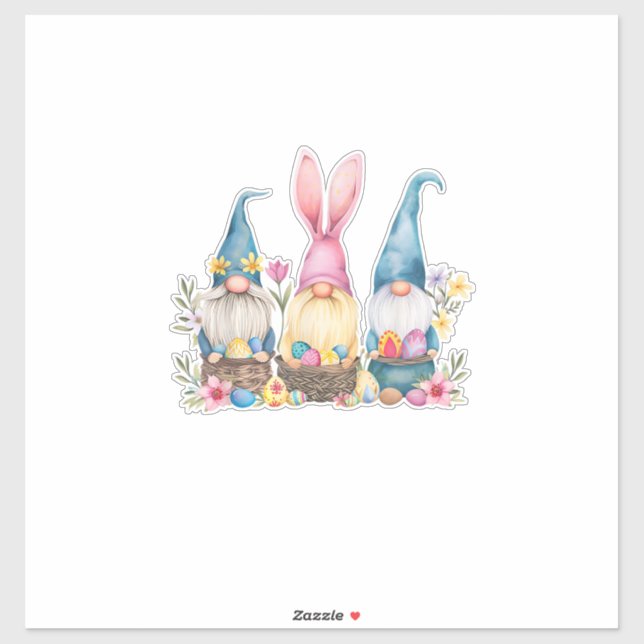 Three Gnome Easter Gnome Easter Egg T-Shirt Aufkleber (Blatt)