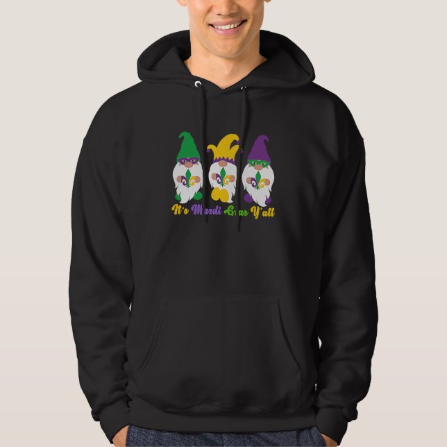 Three Gnome Mardi Gras Peace Love  Mardi Gras Carn Hoodie (Vorderseite)