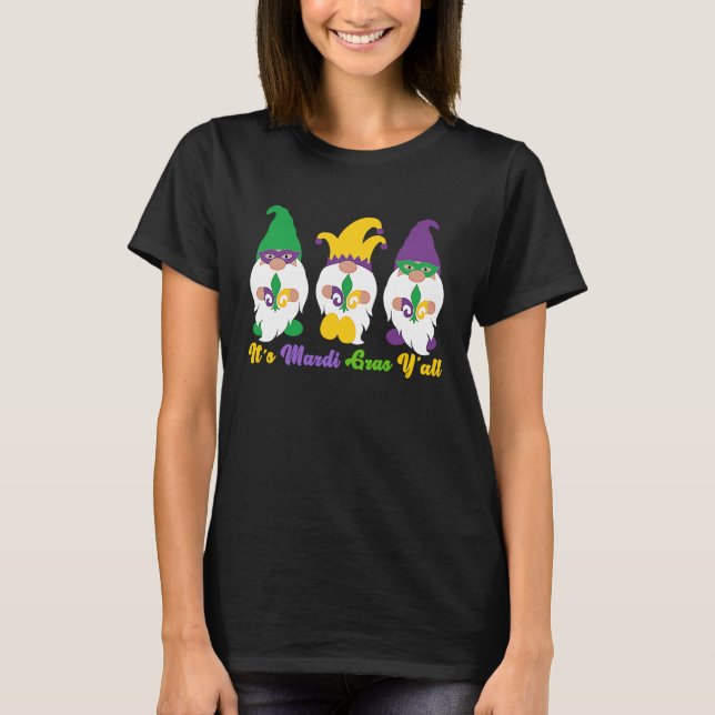 Three Gnome Mardi Gras Peace Love  Mardi Gras Carn T-Shirt (Vorderseite)