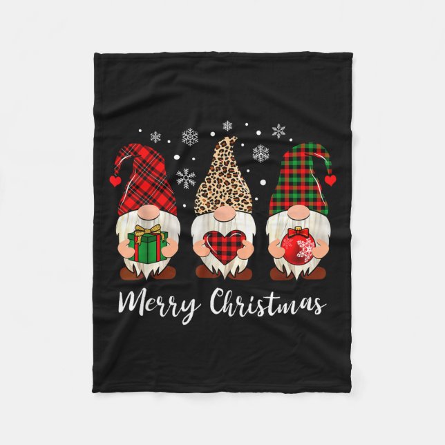 Three Gnome Shirt For Women Merry Christmas Buffal Fleecedecke (Vorderseite)