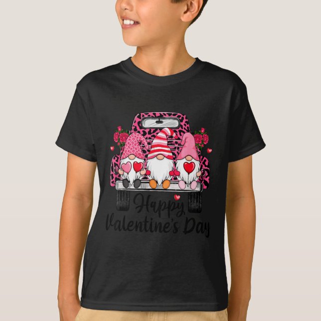 Three Gnomes And Leopard Truck Happy Valentine's D T-Shirt (Vorderseite)