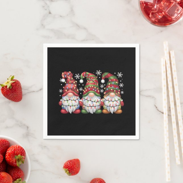 Three Gnomes Buffalo Kariert Red Christmas Serviette (Beispiel)