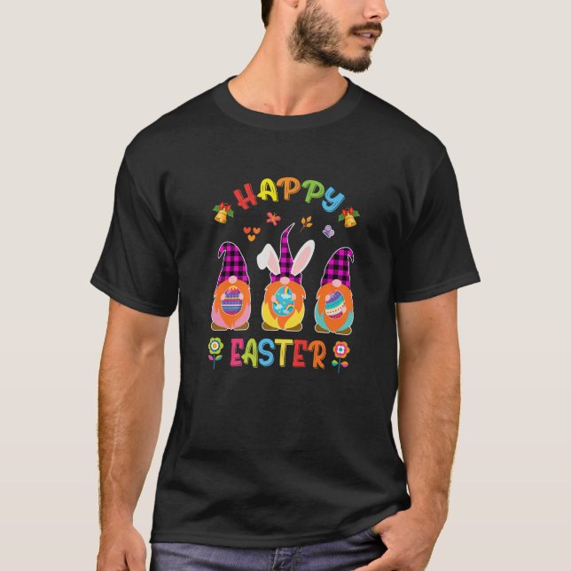 Three Gnomes Bunny Holding Egg Happy Easter Day Me T-Shirt (Vorderseite)