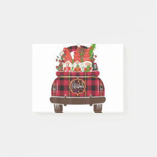 Three Gnomes Car Kariert Matching Family Merry Chr Post-it Klebezettel