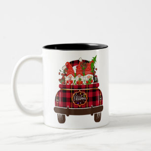 Three Gnomes Car Kariert Matching Family Merry Chr Zweifarbige Tasse