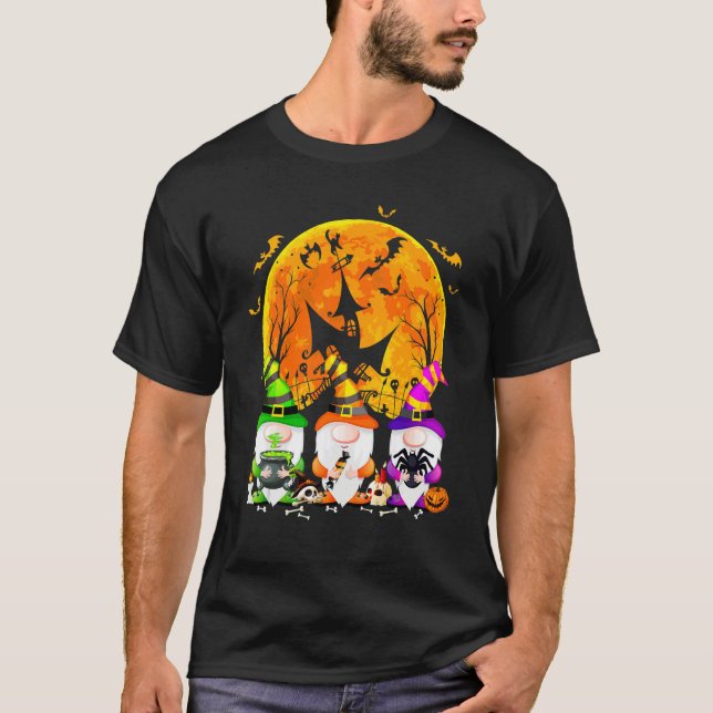 Three Gnomes Happy Halloween Fall Candy Corn Pumpk T-Shirt (Vorderseite)
