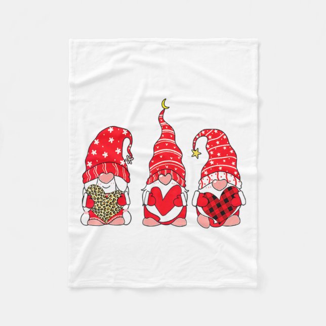 Three Gnomes Holding Heart Leopard Happy Valentine Fleecedecke (Vorderseite)