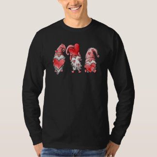 Three Gnomes Holding Hearts Valentines Day T-Shirt