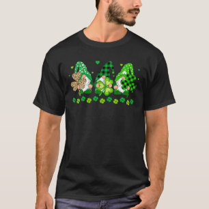 Three Gnomes Holding Kleeblatt Leopard Kariert St T-Shirt