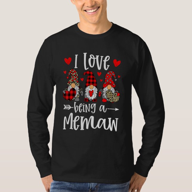 Three Gnomes I Love Being A Memaw Funny Valentines T-Shirt (Vorderseite)