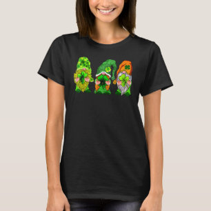 Three Gnomes Lucky Clover Leaf Kleeblatt St Patric T-Shirt