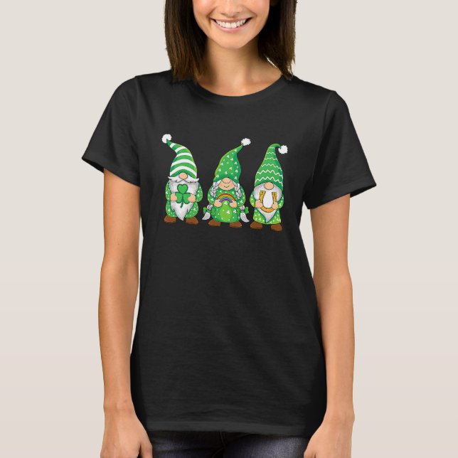 Three Gnomes Lucky Kleeblatt St Patrick's Day Gnom T-Shirt (Vorderseite)