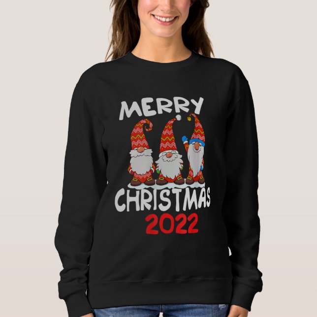 Three Gnomes Matching Family Merry Christmas 2022  Sweatshirt (Vorderseite)