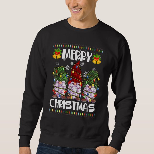 Three Gnomes Matching Family Merry Christmas Tree  Sweatshirt (Vorderseite)