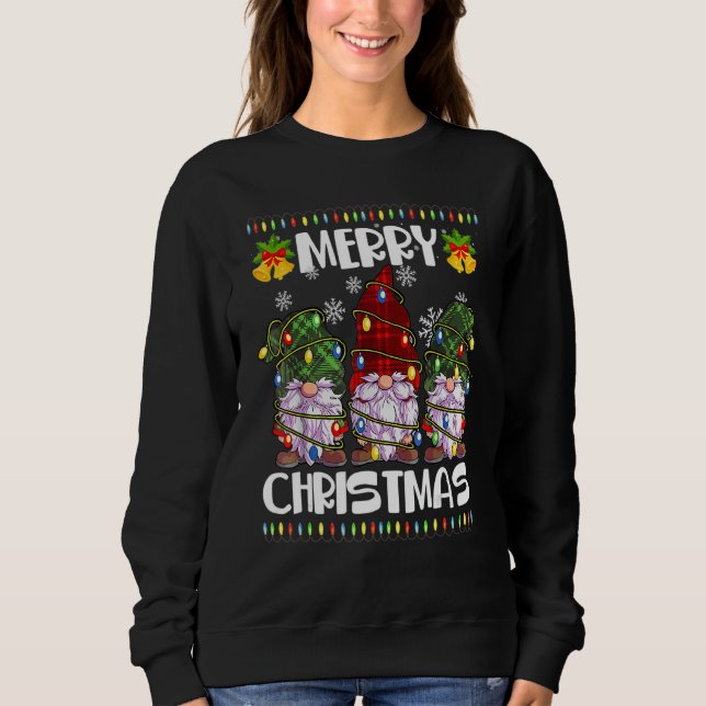 Three Gnomes Matching Family Merry Christmas Tree  Sweatshirt (Vorderseite)