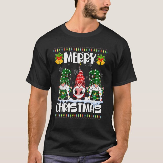 Three Gnomes Matching Family Merry Christmas Tree  T-Shirt (Vorderseite)