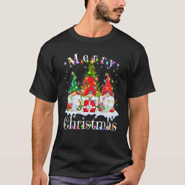 Three Gnomes Matching Family Merry Christmas Tree  T-Shirt (Vorderseite)