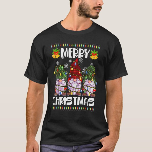 Three Gnomes Matching Family Merry Christmas Tree  T-Shirt (Vorderseite)