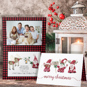 Three Gnomes Reindeer Watercolor Weihnachten Karie