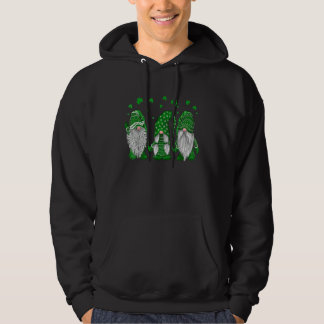 Three Gnomes Shamrock Happy St Patrick's Day Go Lu Hoodie