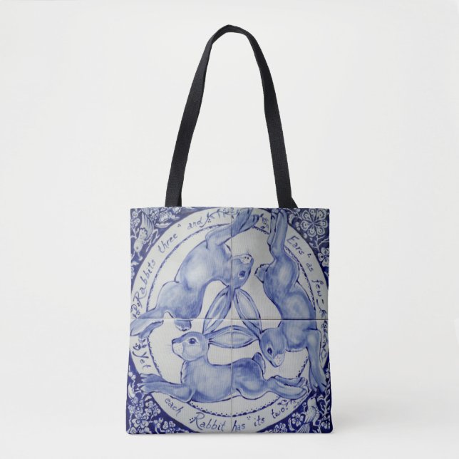 Three Hares Rabbit Blue & White Medallion Bird (Vorderseite)