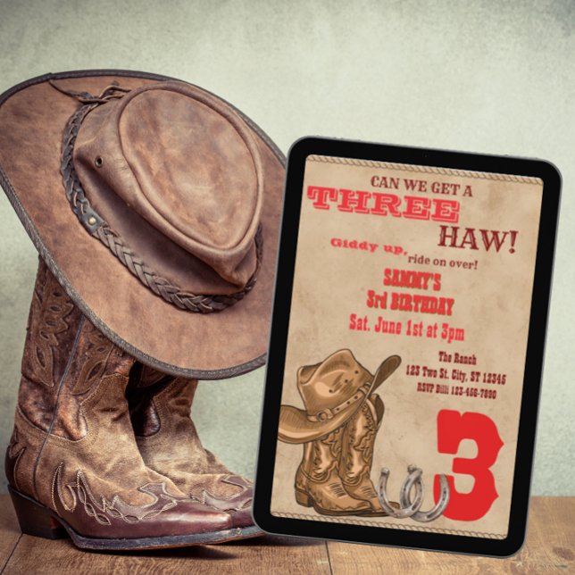 Three Haw, Western 3. Geburtstag Einladung (Von Creator hochgeladen)