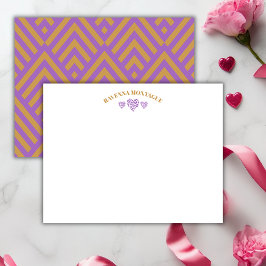 Three Hearts Gold Grapevine Striped Fans Note Card Mitteilungskarte