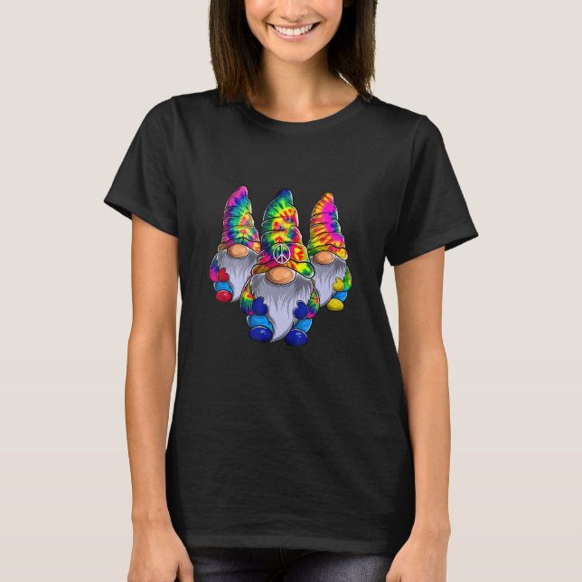 Three Hippie Gnomes Peace Gnome  Retro Tie Diy T-Shirt (Vorderseite)