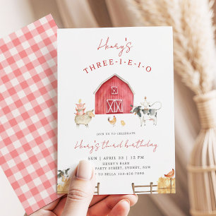 Three-I-E-I-O Red Barn Farm 3. Geburtstagsfeier Einladung